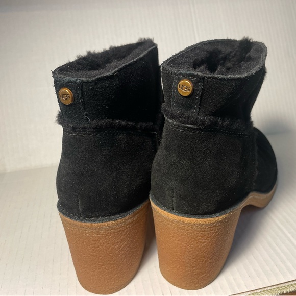 UGG Black Heeled Boots with Suede Finish - Picture 5 of 12